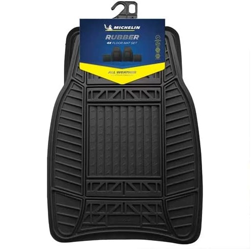 Bộ thảm lót sàn ô tô, xe hơi MICHELIN 980-16, với 2 miếng trước, 2 miếng sau, cao su tổng hợp không bị ố màu và bền