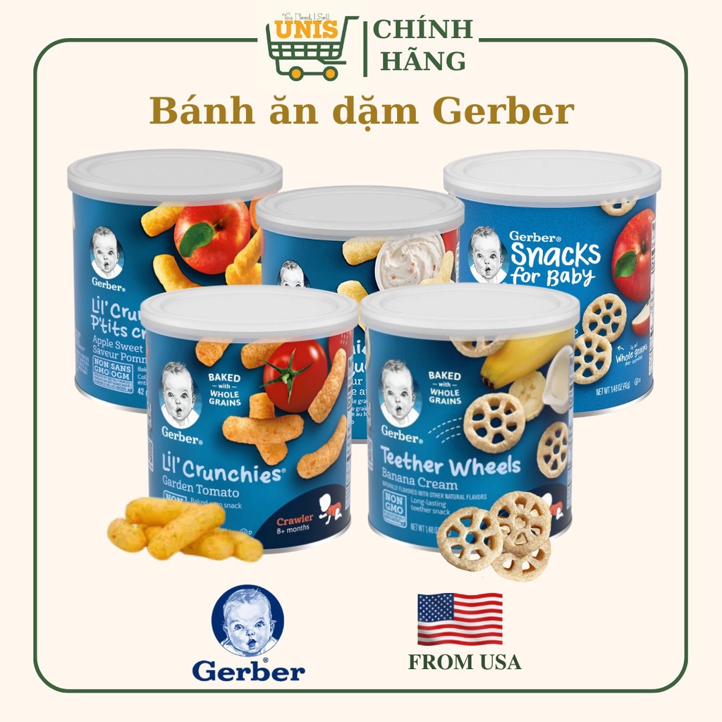 Bánh Đồ Ăn Dặm Que GERBER Lùn cho bé từ 8 tháng tuổi