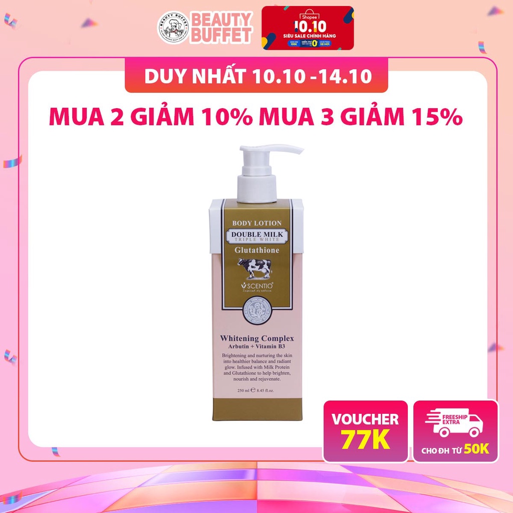 Dưỡng thể dưỡng trắng da toàn thân Scentio Double Milk Triple White 250ml