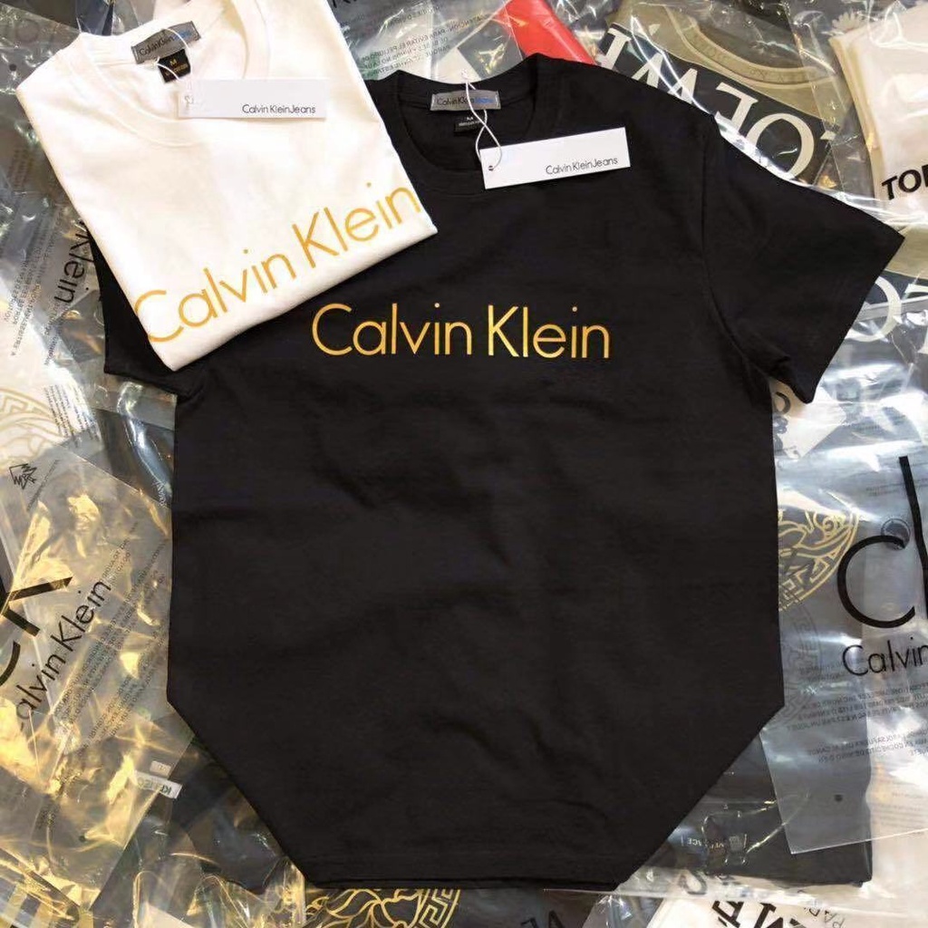 Áo Thun Ngắn Tay In Chữ Calvin1N Kèm Thẻ Thời Trang Cho Nam Nữ
