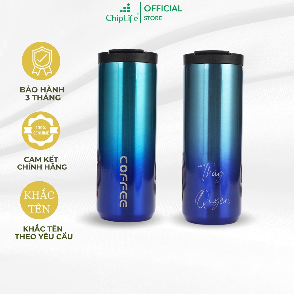 Cốc giữ nhiệt CHIPLIFE Khắc Tên LXD038 màu Xanh Dương 500ml| Miễn Phí Khắc Tên