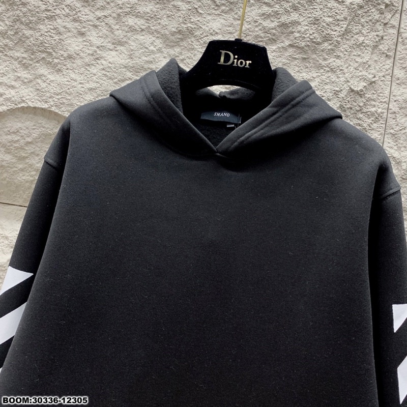 Áo hoodie nam nữ Off White sọc đen trắng tay dập hình dấu X sau lưng chất nỉ trần bông dày dặn