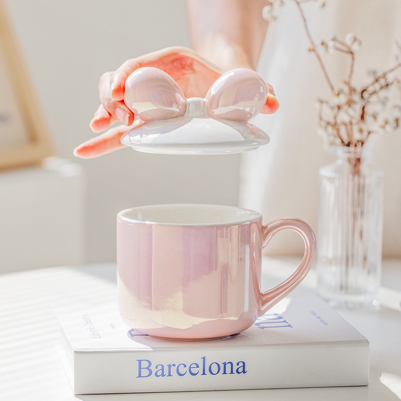 ❤Ly Uống Nước Mạ Điện Đính Nơ Màu Sắc Dễ Thương Dùng Làm Quà Tặng Cho Bạn Gái