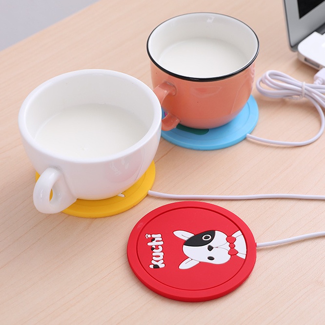 Đế lót ly cốc giữ nhiệt hâm nóng đồ uống nhiều mẫu chất liệu Silicone cổng USB 5V kiểu dáng hoạt hình dễ thương