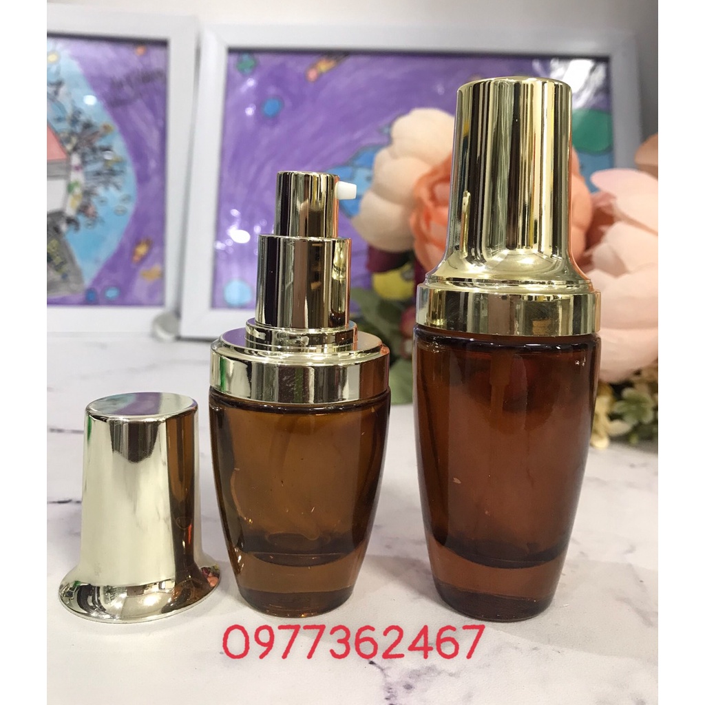 Chai lọ chiết serum, gel, chai thủy tinh VNV nâu 20ml, 30ml