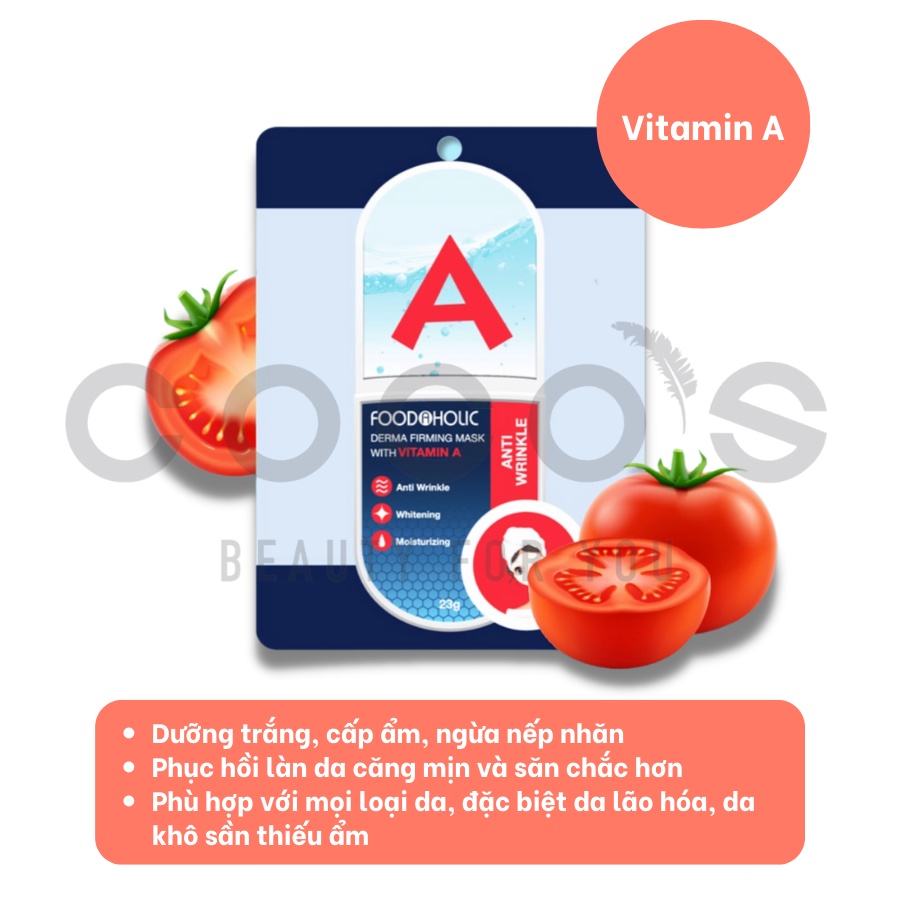 COMBO 6 Mặt Nạ Vitamin giấy Chăm Sóc Da Toàn Diện mùi Foodaholic Essential Mask [23g x 6] [A,B,C,D,E,K]