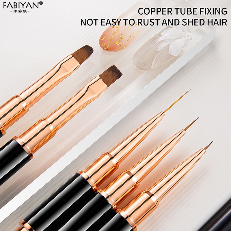 FABIYAN Cọ vẽ móng bằng nylon màu đen dùng trang trí móng tay chất lượng cao