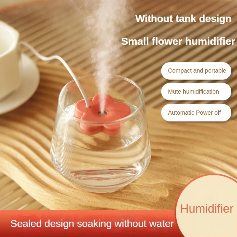 Máy Phun Sương Tạo Ẩm Mini Hình Cánh Hoa Kèm Sạc USB Tiện Dụng Cho Gia Đình