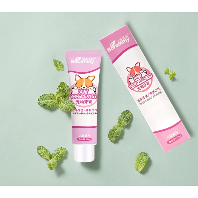 🌷BỘ KEM ĐÁNH RĂNG BORAMMY + KÈM BÀN CHẢI SILICON SIÊU MỀM BẢO VỆ NƯỚU CHO THÚ CƯNG