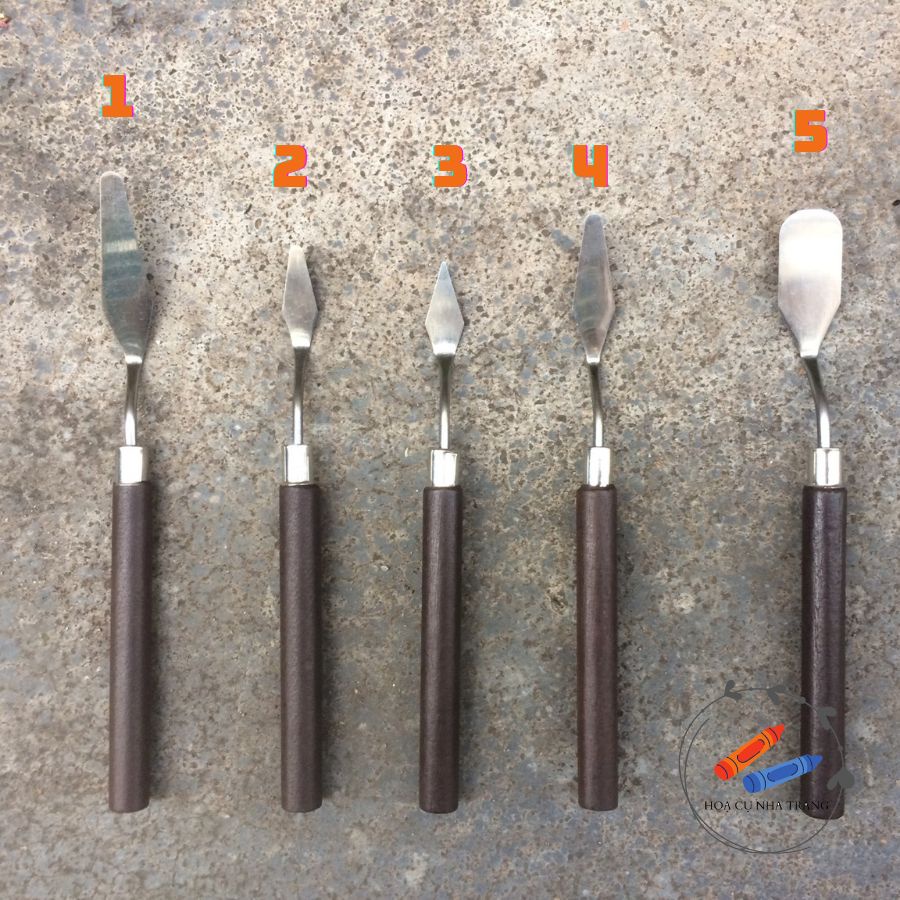 Bay Pha Màu, Dao Trộn Màu, Palette Knife Vẽ Tranh Sơn Dầu Cán Gỗ