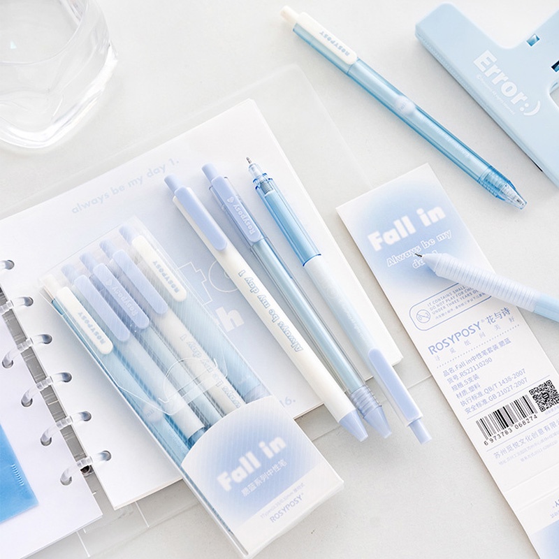 Set 5 Bút Mực Gel Ngòi 0.5 mm &amp; 0.38 mm Trong Suốt