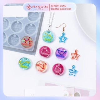 Khuôn cung hoàng đạo làm móc khoá, mặt dây chuyền DIY đổ resin xinh xắn MK09