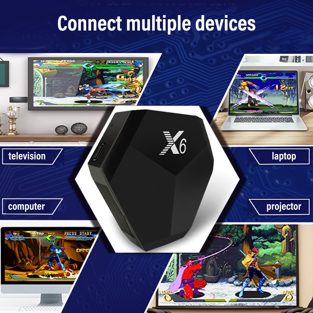 Một bộ 2 máy chơi game X6 không dây vui nhộn và các phụ kiện với bộ nhớ 64G tích hợp và 15000 trò chơi