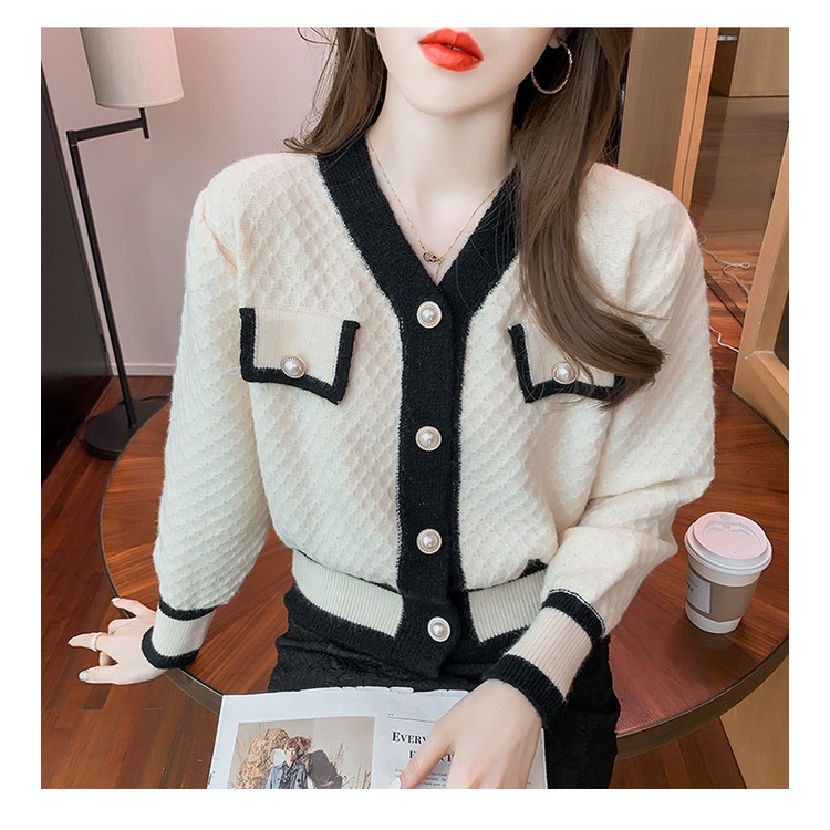 Áo len nữ Hàn Quốc - Áo khoác len ngắn túi giả có cúc - Danangsale