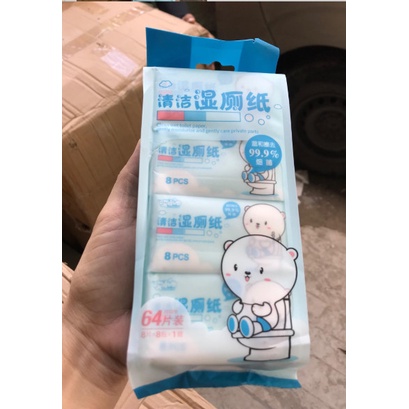 Set 8 gói Khăn ướt mini kháng khuẩn cho bé Không Mùi - Hàng Nội Địa