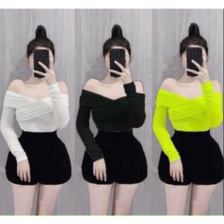 Áo thun kiểu bẹt vai tay dài