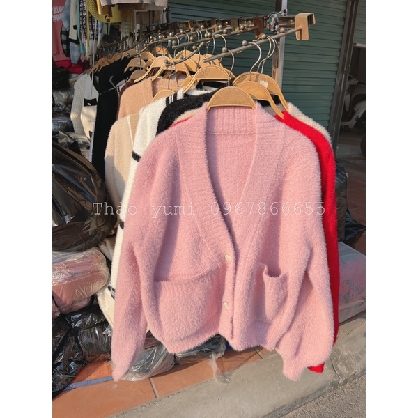 SẴN Áo len cardigan lông thỏ khuy vàng hàng chuẩn LOẠI 1
