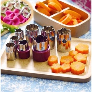 Bộ dụng cụ cắt tỉa rau củ quả inox 8 món, bộ khuôn cắt tạo hình rau củ quả