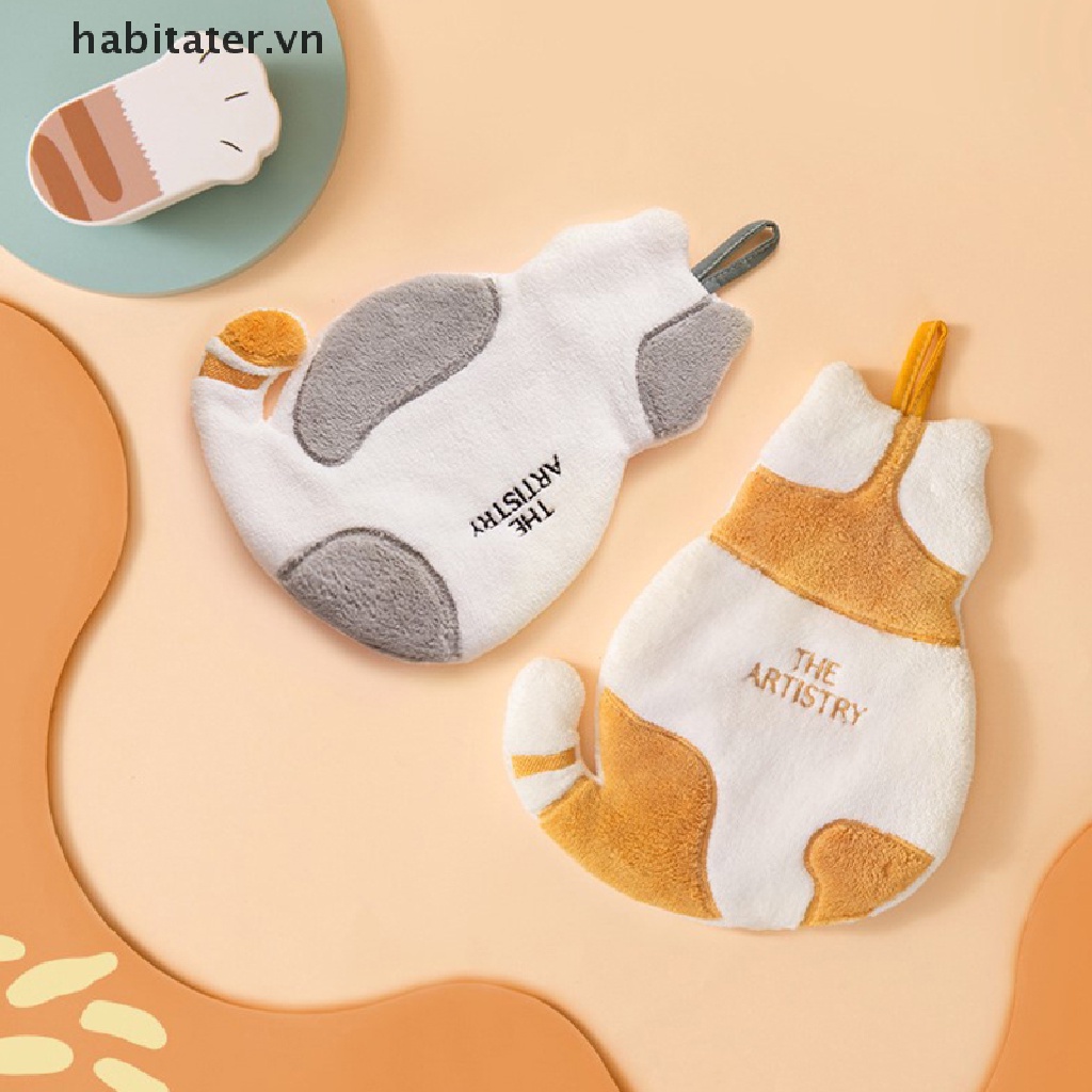 Khăn Lau Tay Vải Sợi Nhỏ Siêu Thấm Hình Mèo Dễ Thương Cho Nhà Bếp