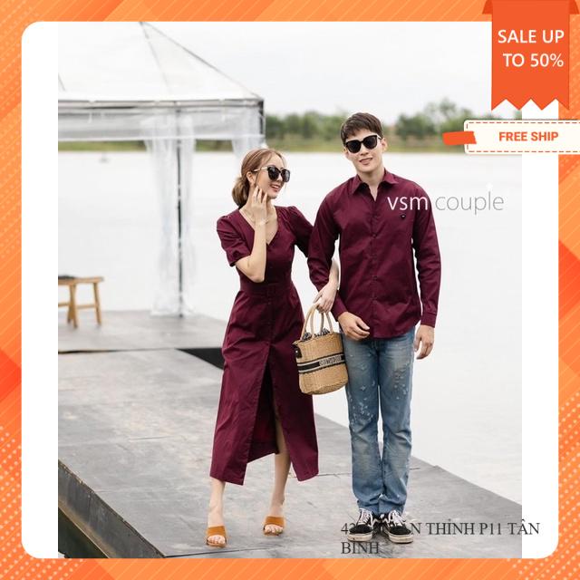 < Cao Cấp> 🔥 kèm hình thật 🔥 Set couple đỏ đô kèm thắt lưng