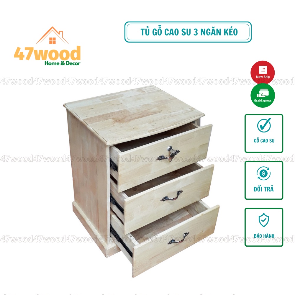 TỦ HỒ SƠ 3 NGĂN KÉO BẰNG GỖ - TỦ ĐẦU GIƯỜNG GỖ CÓ CHÌA KHÓA