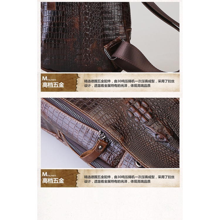 Túi Đeo Chéo Ngực Bằng Da Bò Thật Họa Tiết Da Cá Sấu ZP-039 Cho Nam