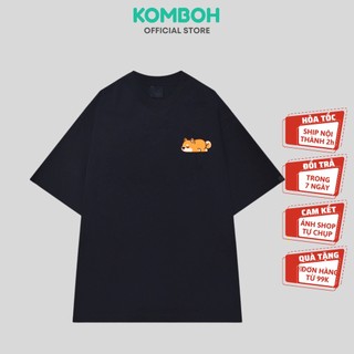 Áo thun form rộng KOMOBH tay lỡ unisex đẹp oversize, áo phông nam nữ form rộng CÚN NHỎ