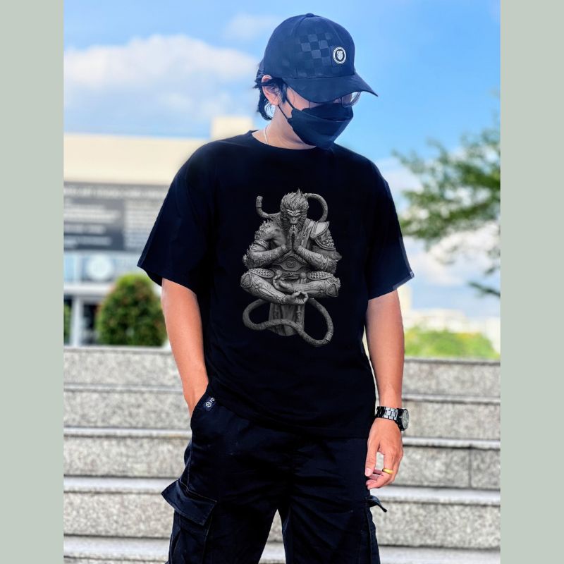 Áo thun unisex TÔN NGỘ KHÔNG WUKONG - Đấu Chiến Thắng Phật - Form rộng, màu Đen, Cotton 4 chiều - 96Tailor Local Brand