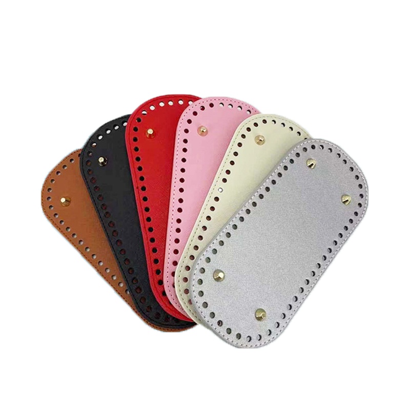 Túi Xách Da PU Màu Trơn Đính Đinh Tán Hình Oval 18 * 8cm DIY