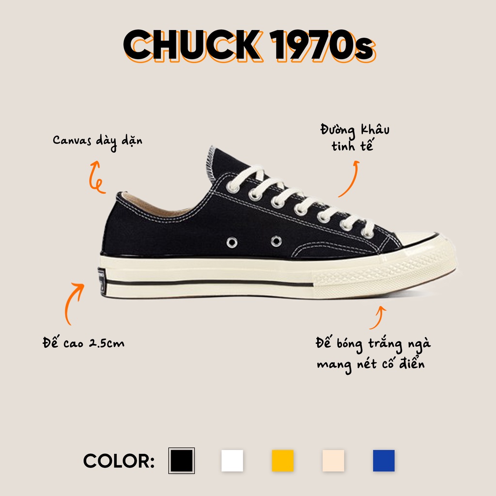 Giày_Converse Cổ Cao/Thấp,Giày CV 1970s Đen Trắng,Bản Chuẩn Mũi Bóng Full Box | BigBuy360 - bigbuy360.vn