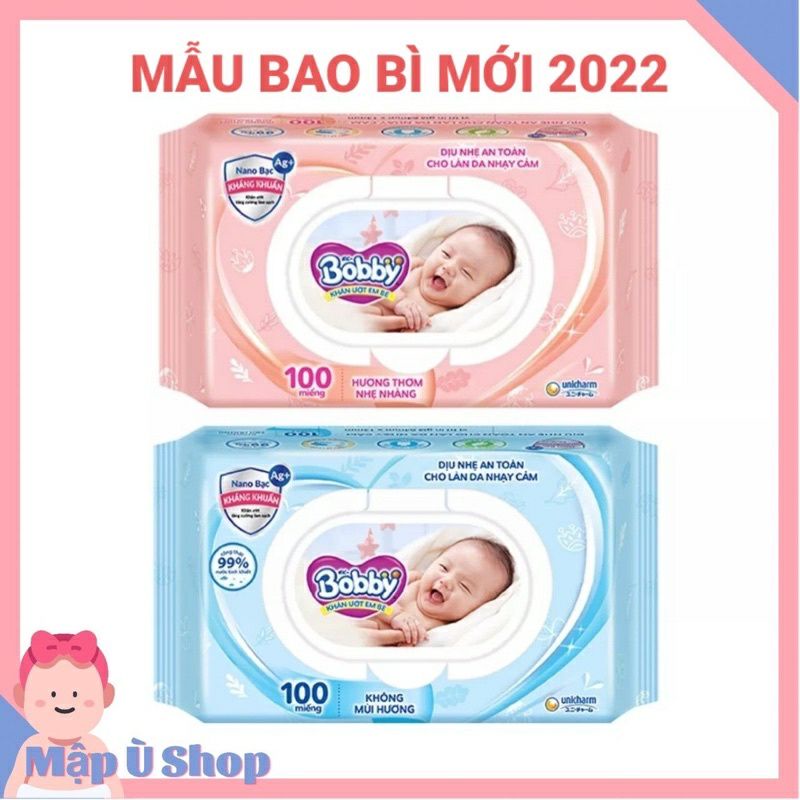 🏰HCM🏰 Combo 4 gói khăn giấy ướt Bobby không mùi 100 tờ / 80 tờ / có mùi 100 tờ