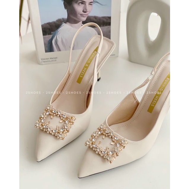 Giày cao gót /Giày Nữ 7 Phân Mặt Đá Vuông  Cao Cấp Chất Da Siêu Mềm Mại Hàng VN Video