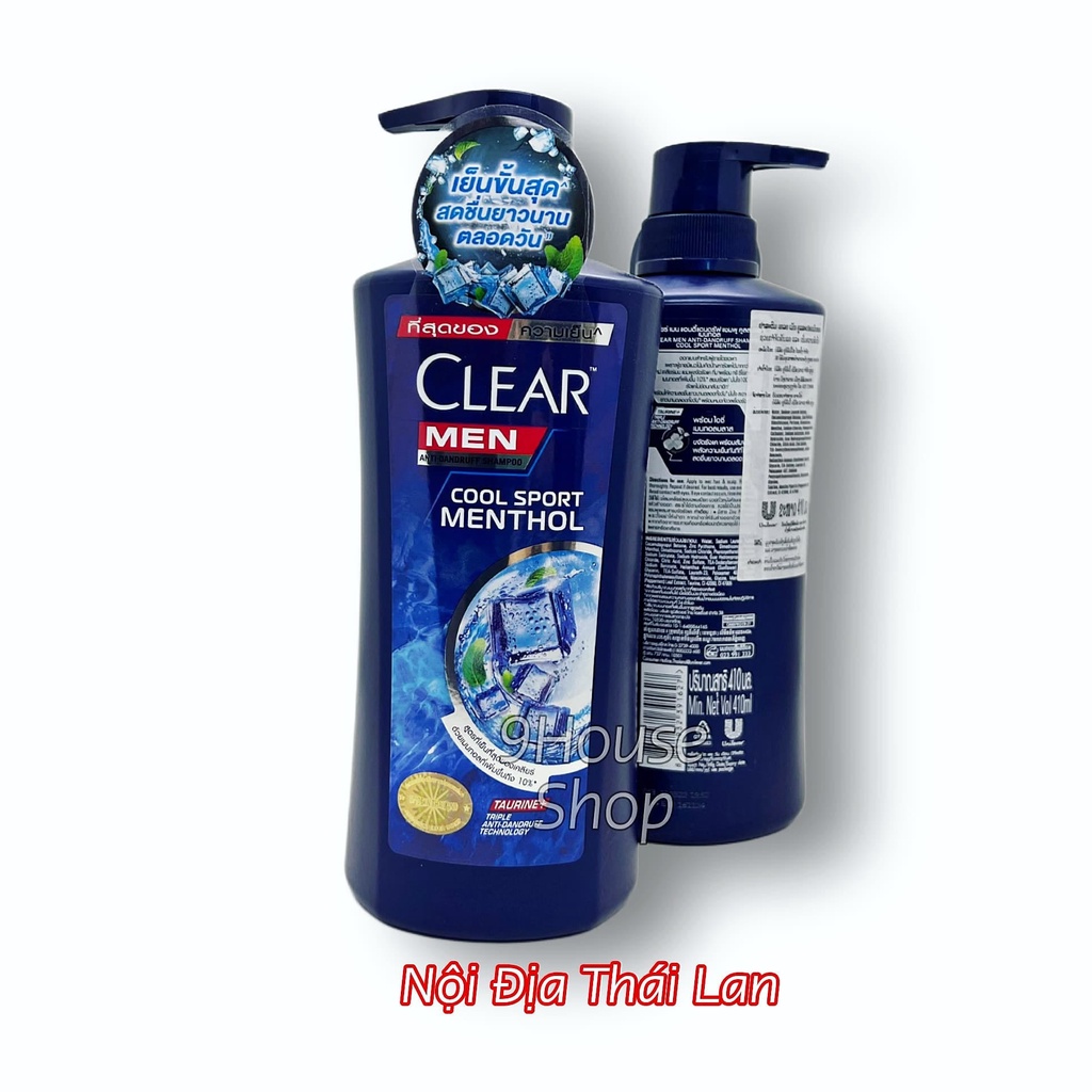 01 Chai Dầu Gội CLEAR MEN COOL SPORT BẠC HÀ Thái Lan 400ml