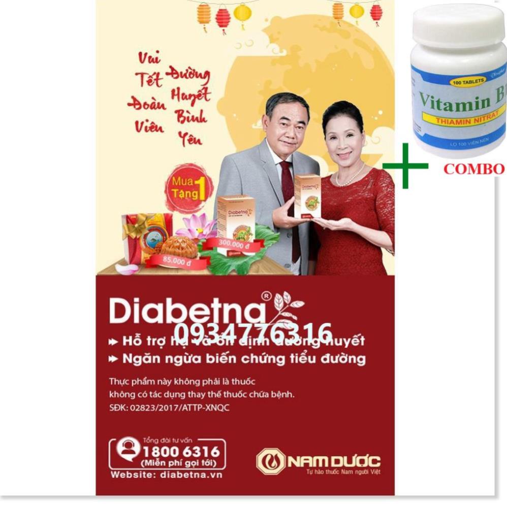 Combo Vitamin B1 chai 100 viên+ ✅ Diabetna Viên Uống Đường Huyết / 1 Hộp ( 4 Vỉ)