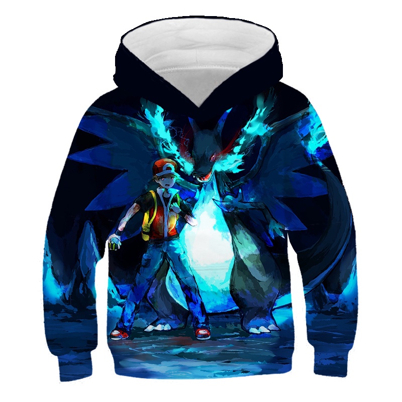 Áo Hoodie Tay Dài In Hình Pokemon 3D Phong Cách Harajuku Thời Trang Xuân Thu Dành Cho Trẻ Em