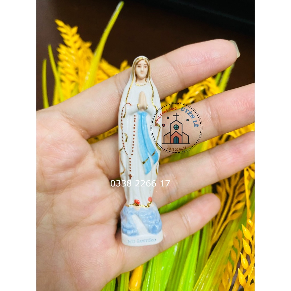 421.Tượng công giáo - Mẹ ban ơn gốm sứ 7cm trắng