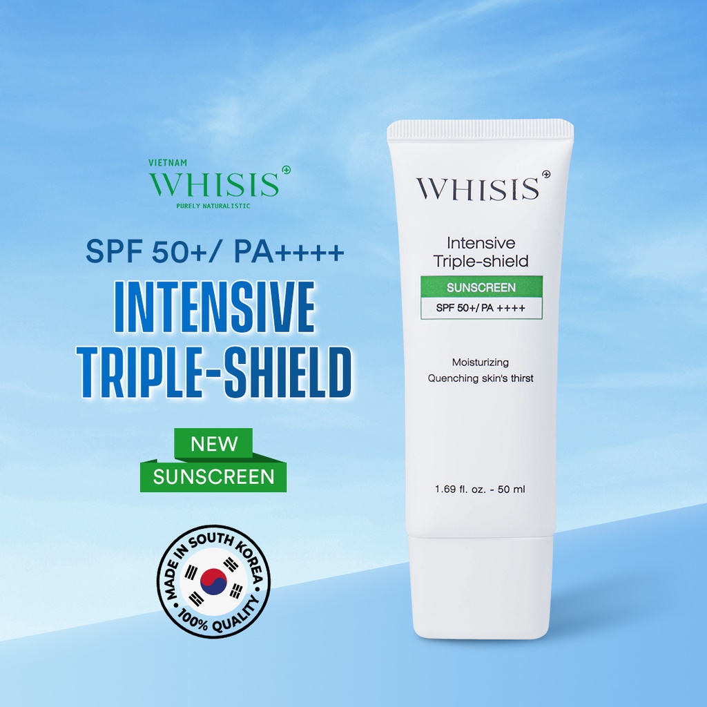 COMBO 2 Kem Chống Nắng Làm Dịu Da Đa Chức Năng WHISIS Intensive Triple-Shield Sunscreen (SPF 50+/ PA++++) 50ml