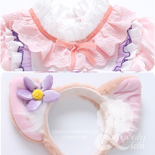 Bộ váy công chúa Lolita màu hồng tím cho bé gái+tặng băng đô như hình