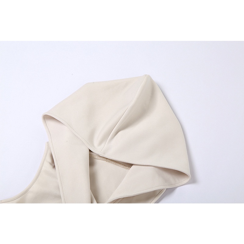 Áo Sát Nách Phối Ruy Băng Màu Trơn Thiết Kế Lệch Tà Quyến Rũ Thời Trang Cho Nữ