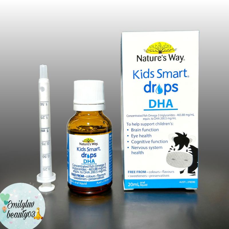 Nhỏ giọt Nature's Way Kids Smart Drop DHA 20ml giúp bé thông minh, mắt sáng