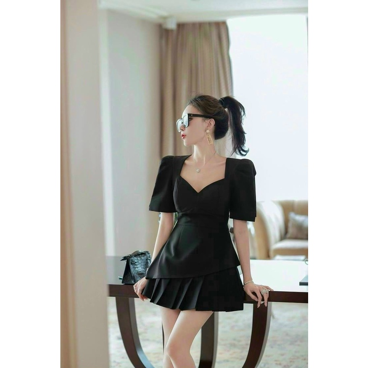 (FreeShip 2022) Đầm thiết kế đi tiệc,đầm nữ cổ V ôm eo xếp li tinh tế sang chảnh,sau hở lưng cột nơ dễ thương,chất đẹp