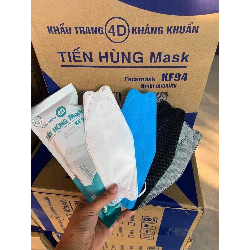 4 LỚP CÓ GIẤY KHÁNG KHUẨN Khẩu Trang KF94 TIẾN HÙNG kiểu Hàn Quốc combo 50