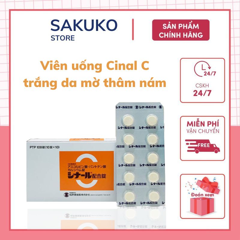 Viên uống Cinal C bổ sung Vitamin C trắng da mờ thâm nám 100 viên Nhật Bản