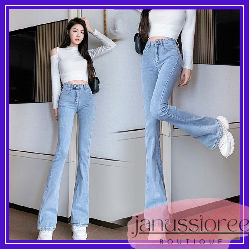 Miễn ship- Quần jeans ống loe size lớn dáng dài Ảnh thật
