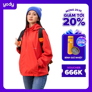 Áo gió Yody nữ Plus, áo khoác gió nữ hai lớp vải dù lót nỉ chống nước, chống nắng, hàng cao cấp AKN5040