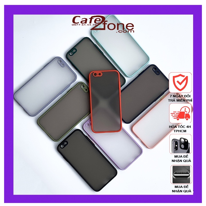 Ốp lưng iPhone 6, iPhone 6 Plus, iPhone 6s, iPhone 6s Plus cute viền màu lưng nhám - Cafe2fone