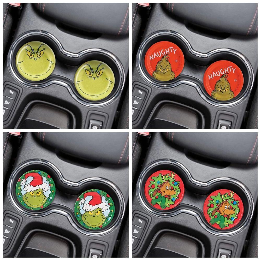 Bộ 2 Đế Lót Ly Cách Nhiệt In Họa Tiết Giáng Sinh Kèm Giá Đỡ Tiện Dụng Cho Xe Hơi