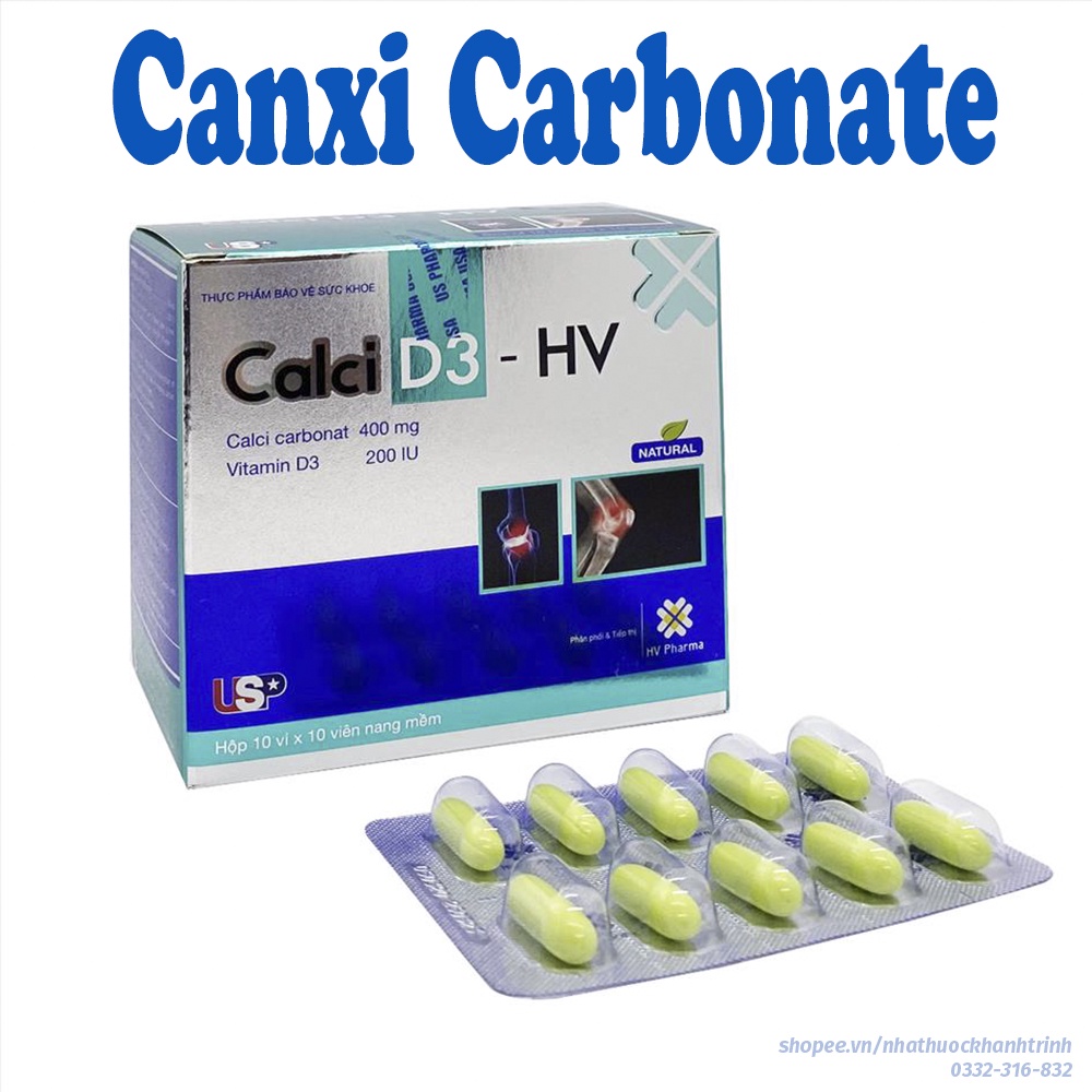 Calci D3 HV hộp 100 viên - viên uống bổ sung canxi
