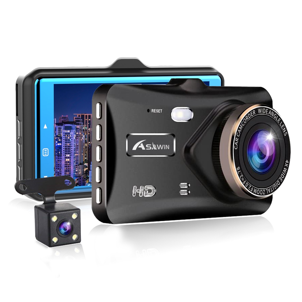 Camera hành trình ASAWIN M21 màn hình cảm ứng 4 in IPS 1080P trước và sau tầm nhìn xa cho ô tô
