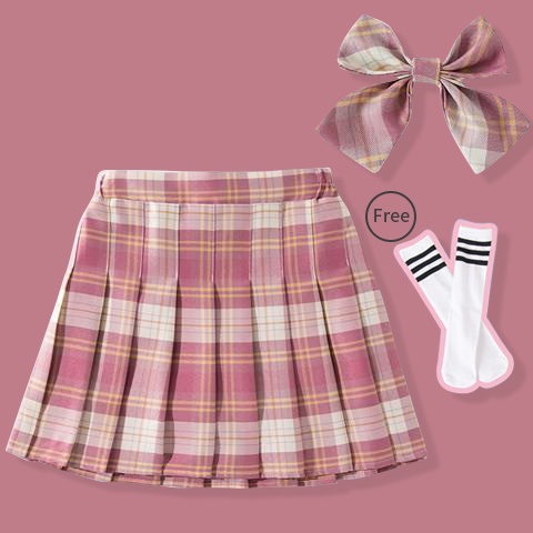 Chân Váy Xếp Ly Lưng Cao Phong Cách Nhật Bản Cho Bé Gái